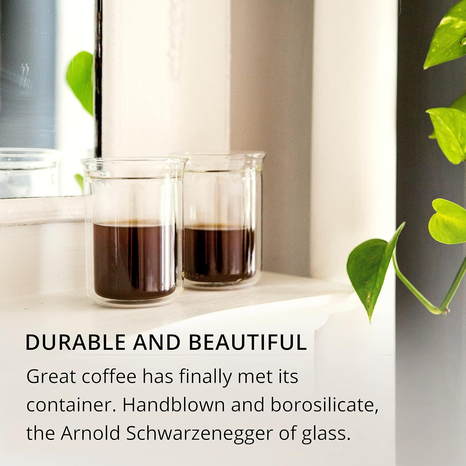 imageFellow Stagg Tasting Glasses for Coffee and Tea Mug  Handblown Borosilicate Glass Insulated Double Wall For Pour Over Mug 10 oz Set of Two