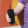 imageFellow 20 oz Carter Cold Water Bottle for Water Iced Tea Coffee Smoothies Iced Coffee ampamp more  Stainless Steel VacuumInsulated Iced Coffee tumbler with Spill Resistant lid and straw  Sand DuneMatte Black