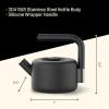 imageFellow Clyde Stovetop Tea Kettle  Modern Twist on a Whistling Teapot Stainless Steel Kettle Matte Black 17 Liter
