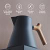 imageFellow Corvo EKG Pro Electric Tea Kettle  Quick Heating Precise Temperature Control Electric Kettle Scheduling Builtin Brew Timer for Boiling Water  Stone Blue with Walnut Handle  09 LiterHazy Blue with Maple Handle  Lid Pull