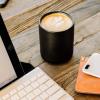 imageFellow Monty Milk Art Cups  Double Wall Ceramic Latte Mug 11 oz  Matte Black ampamp White with Graphite ampamp Copper Base  Set of 2