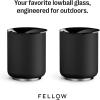 imageFellow Rocky Lowball Tumbler Set of 2  Insulated Stainless Steel Cocktail Tumblers with Ceramic Interior and Swivel Pebble Lid  10 oz Stone BlueMatte Black  Pack of 2