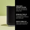 imageFellow Rocky Lowball Tumbler Set of 2  Insulated Stainless Steel Cocktail Tumblers with Ceramic Interior and Swivel Pebble Lid  10 oz Stone BlueMatte Black