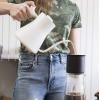 imageFellow Stagg EKG Pro Electric Gooseneck Kettle  PourOver Coffee and Tea Pot Stainless Steel Quick Heating Desert Rose with Maple Wood Handle 09 LiterMatte White