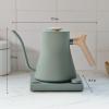 imageFellow Stagg EKG Pro Electric Gooseneck Kettle  PourOver Coffee and Tea Pot Stainless Steel Quick Heating Desert Rose with Maple Wood Handle 09 LiterSmoke Green with Maple Wood Handle