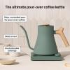 imageFellow Stagg EKG Pro Electric Gooseneck Kettle  PourOver Coffee and Tea Pot Stainless Steel Quick Heating Desert Rose with Maple Wood Handle 09 LiterSmoke Green with Maple Wood Handle