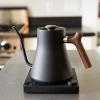 imageFellow Stagg EKG Pro Electric Gooseneck Kettle  PourOver Coffee and Tea Quick Heating Precise Temperature Control Scheduling Builtin Brew Timer Smoke Green with Maple Wood Handle 09 LiterMatte Black with Walnut Handle  Lid Pull