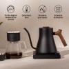 imageFellow Stagg EKG Pro Electric Gooseneck Kettle  PourOver Coffee and Tea Quick Heating Precise Temperature Control Scheduling Builtin Brew Timer Smoke Green with Maple Wood Handle 09 LiterMatte Black with Walnut Handle  Lid Pull