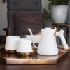 imageFellow Stagg Stovetop PourOver Coffee and Tea Kettle  Gooseneck Teapot with Precision Pour Spout BuiltIn Thermometer Matte White 1 LiterMatte White
