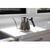 imageFellow Stagg Stovetop PourOver Coffee and Tea Kettle  Gooseneck Teapot with Precision Pour Spout BuiltIn Thermometer Matte White 1 LiterPolished Steel