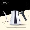 imageFellow Stagg Stovetop PourOver Coffee and Tea Kettle  Gooseneck Teapot with Precision Pour Spout BuiltIn Thermometer Matte White 1 LiterPolished Steel