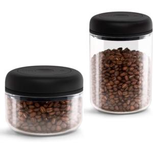 imageFellow Atmos Vacuum Coffee Canister ampamp Food Storage Container Bundle  Airtight Coffee and Food Storage Containers  04 L and 12 L  Clear Glass