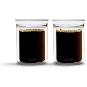 imageFellow Stagg Tasting Glasses for Coffee and Tea Mug  Handblown Borosilicate Glass Insulated Double Wall For Pour Over Mug 10 oz Set of Two