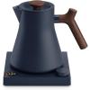 imageFellow Corvo EKG Electric Tea KettleElectric Pour Over Coffee and Tea PotQuick Heating Electric KettlesTemperature Control ampamp BuiltIn Brew TimerMatte White with Maple Handle09 LiterStone Blue with Walnut Handle  Lid Pull