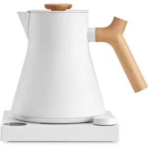 imageFellow Corvo EKG Electric Tea KettleElectric Pour Over Coffee and Tea PotQuick Heating Electric KettlesTemperature Control ampamp BuiltIn Brew TimerMatte White with Maple Handle09 LiterMatte White with Maple Handle