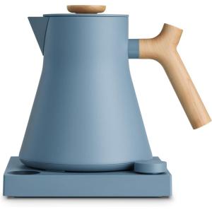 imageFellow Corvo EKG Electric Tea KettleElectric Pour Over Coffee and Tea PotQuick Heating Electric KettlesTemperature Control ampamp BuiltIn Brew TimerMatte White with Maple Handle09 LiterHazy Blue with Maple Handle  Lid Pull