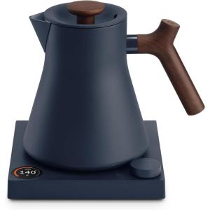 imageFellow Corvo EKG Pro Electric Tea Kettle  Quick Heating Precise Temperature Control Electric Kettle Scheduling Builtin Brew Timer for Boiling Water  Stone Blue with Walnut Handle  09 LiterStone Blue with Walnut Handle  Lid Pull