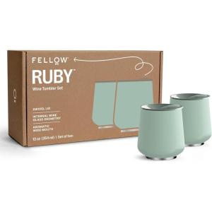 imageFellow Ruby Wine Tumbler Set of 2  Insulated Stainless Steel Wine and Cocktail Tumblers with Ceramic Interior and Swivel Pebble Lid  12 oz Mint ChipMint Chip  Pack of 2