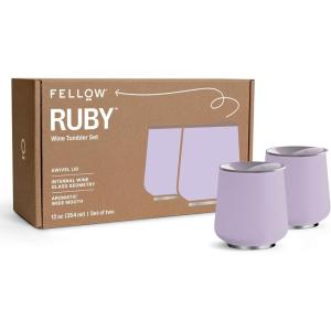 imageFellow Ruby Wine Tumbler Set of 2  Insulated Stainless Steel Wine and Cocktail Tumblers with Ceramic Interior and Swivel Pebble Lid  12 oz Mint ChipPeri Twinkle  Pack of 2
