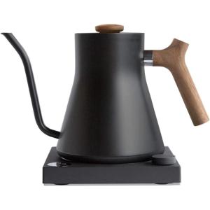 imageFellow Stagg EKG Pro Electric Gooseneck Kettle  PourOver Coffee and Tea Pot Stainless Steel Quick Heating Desert Rose with Maple Wood Handle 09 LiterMatte Black with Walnut Handle  Lid Pull