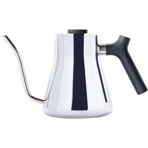 imageFellow Stagg Stovetop PourOver Coffee and Tea Kettle  Gooseneck Teapot with Precision Pour Spout BuiltIn Thermometer Matte White 1 LiterPolished Steel