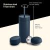 imageFellow 16 oz Carter Bundle 3 in 1 Travel Mug with SlideLock Move ampamp Cold Lids with Straw  ToGo Coffee Tumbler Ceramic Interior ampamp VacuumInsulated Stainless Steel  Coffee CupsStone BlueStone Blue