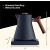 imageFellow Corvo EKG Electric Tea Kettle  Electric Pour Over Coffee and Tea Pot  Quick Heating Electric Kettles for Boiling Water  Temperature Control and BuiltIn Brew TimerMatte Black09 LiterStone Blue with Walnut Handle  Lid Pull