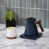 imageFellow Corvo EKG Electric Tea Kettle  Electric Pour Over Coffee and Tea Pot  Quick Heating Electric Kettles for Boiling Water  Temperature Control and BuiltIn Brew TimerMatte Black09 LiterStone Blue with Walnut Handle  Lid Pull