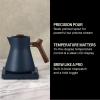 imageFellow Corvo EKG Electric Tea Kettle  Electric Pour Over Coffee and Tea Pot  Quick Heating Electric Kettles for Boiling Water  Temperature Control and BuiltIn Brew TimerMatte Black09 LiterStone Blue with Walnut Handle  Lid Pull