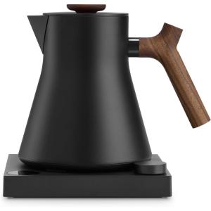 imageFellow Corvo EKG Electric Tea Kettle  Electric Pour Over Coffee and Tea Pot  Quick Heating Electric Kettles for Boiling Water  Temperature Control and BuiltIn Brew TimerMatte Black09 LiterMatte Black with Walnut Handle
